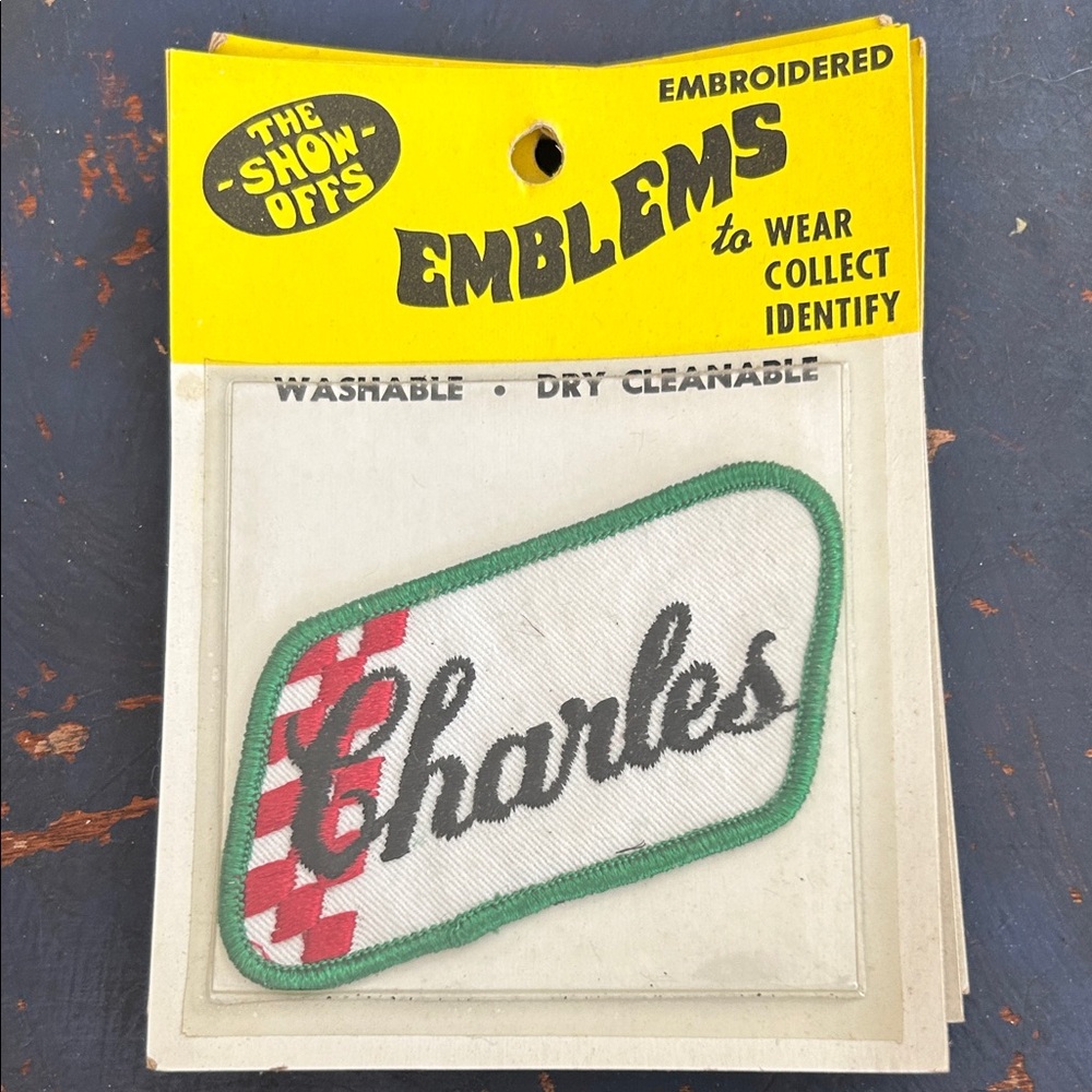 Emblems Embroidered Patch 'The Show Offs' vintage 70s featuring name Charles